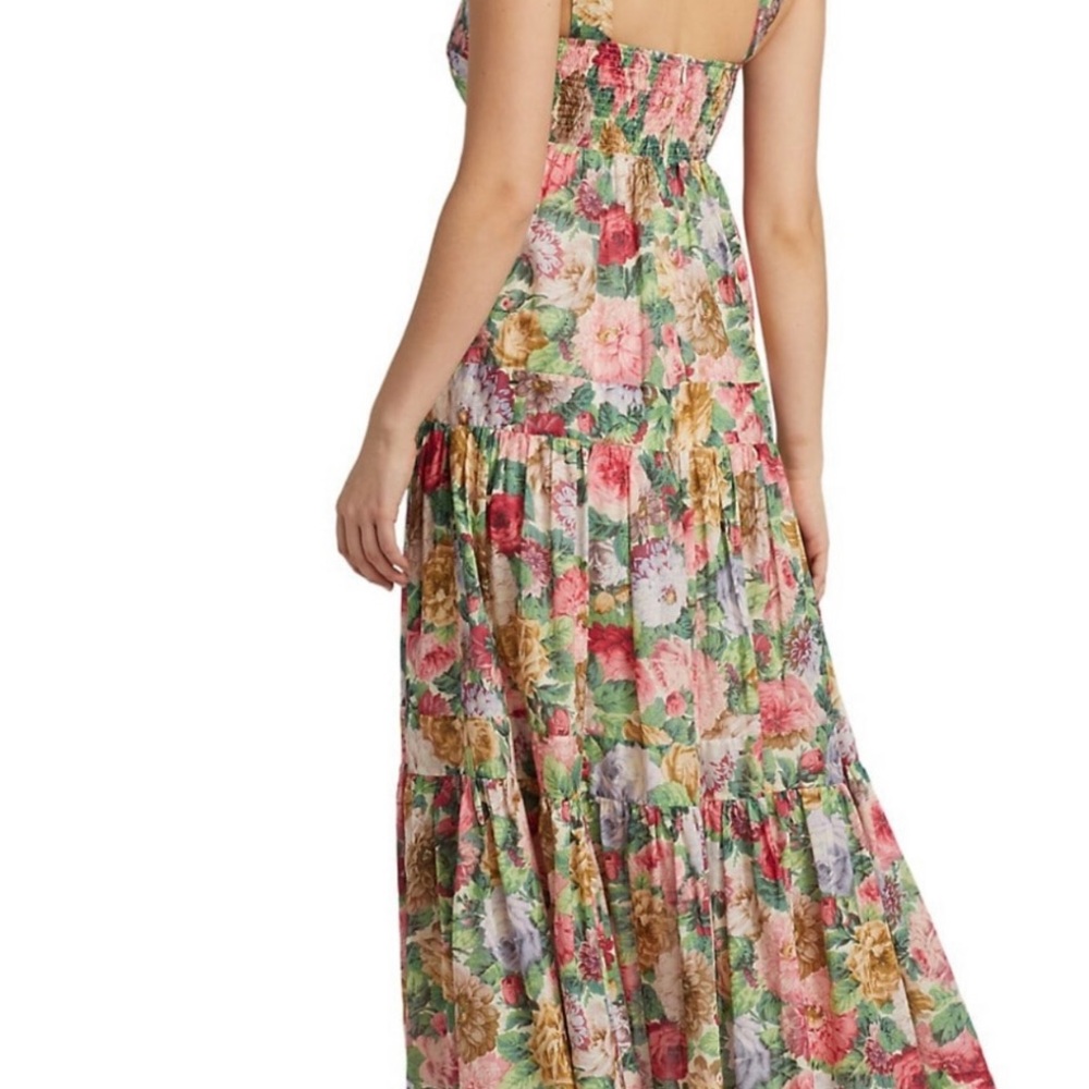 Zimmermann Pink and Green Ruffled Tiered Sundress